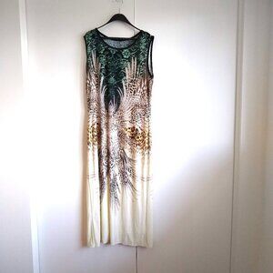 Kollontai mixed nature print sleeveless maxi dress NWOT